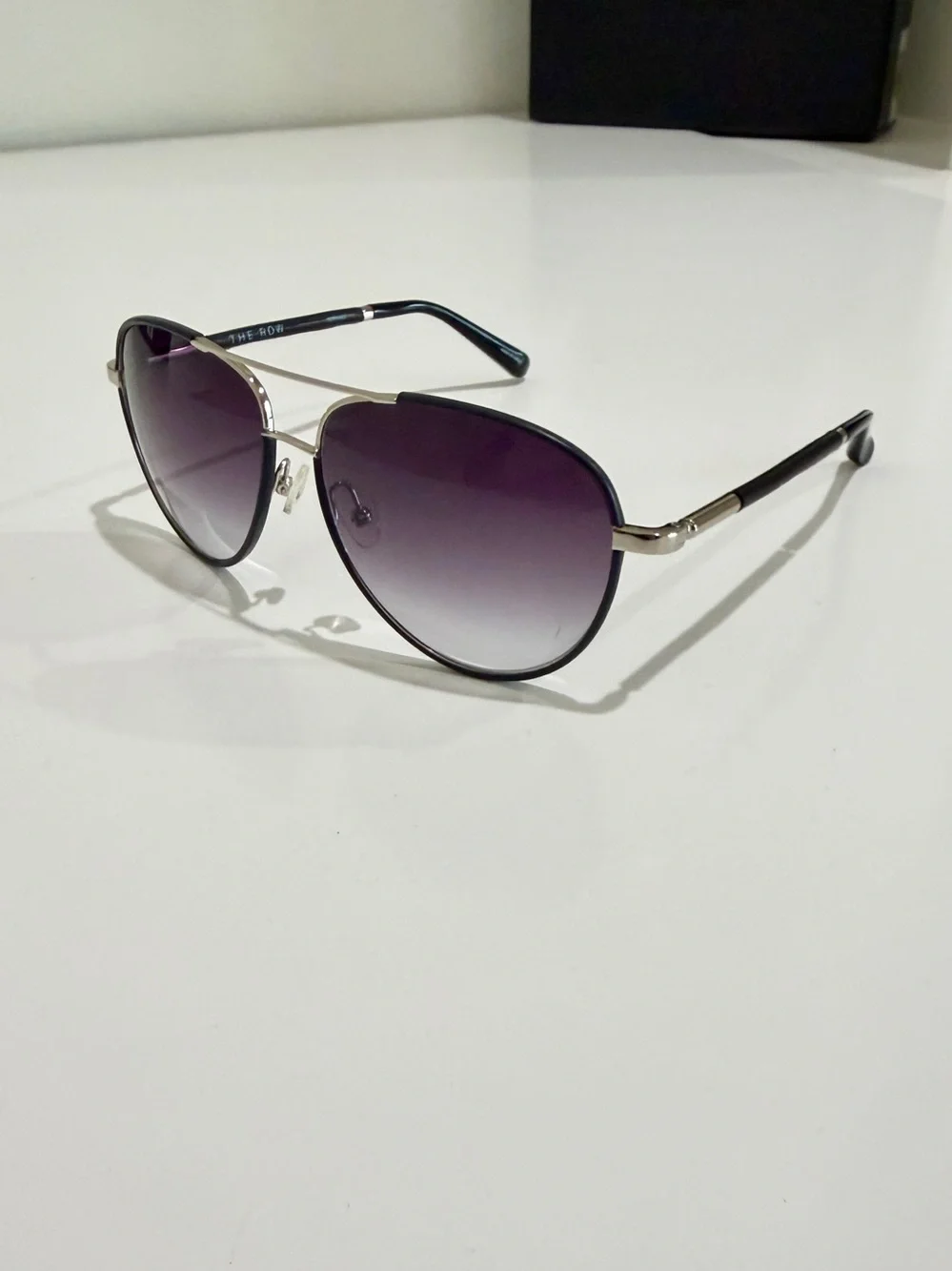 NWT The Row x Linda Farrow Leather Aviator Sunglasses Full Boutique Set - Picture 4 of 16